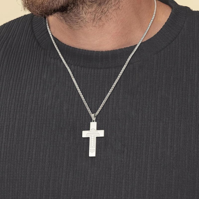 GLITTO Store Football Cross Necklace for Kids Teen Boys - Inspirational Bible Verse Religious Christian Gift - Image 4